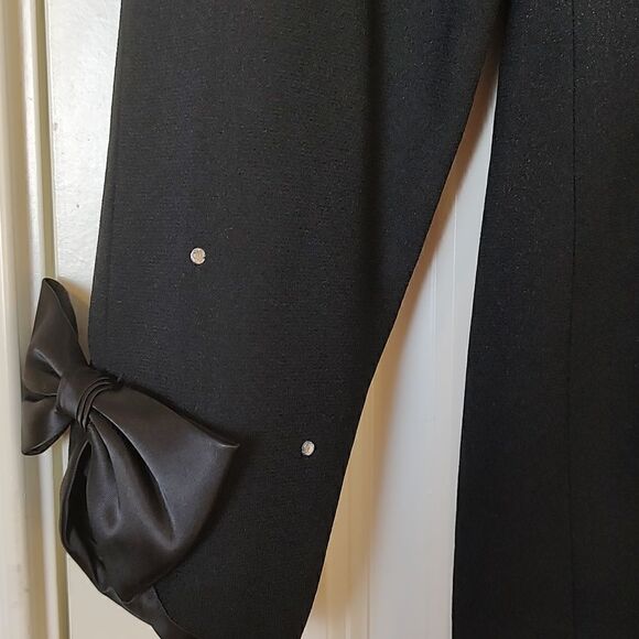 Morton Myles For the Warrens Black Rhinestone Studded Long Sleeve Vintage Dress - Picture 9 of 9